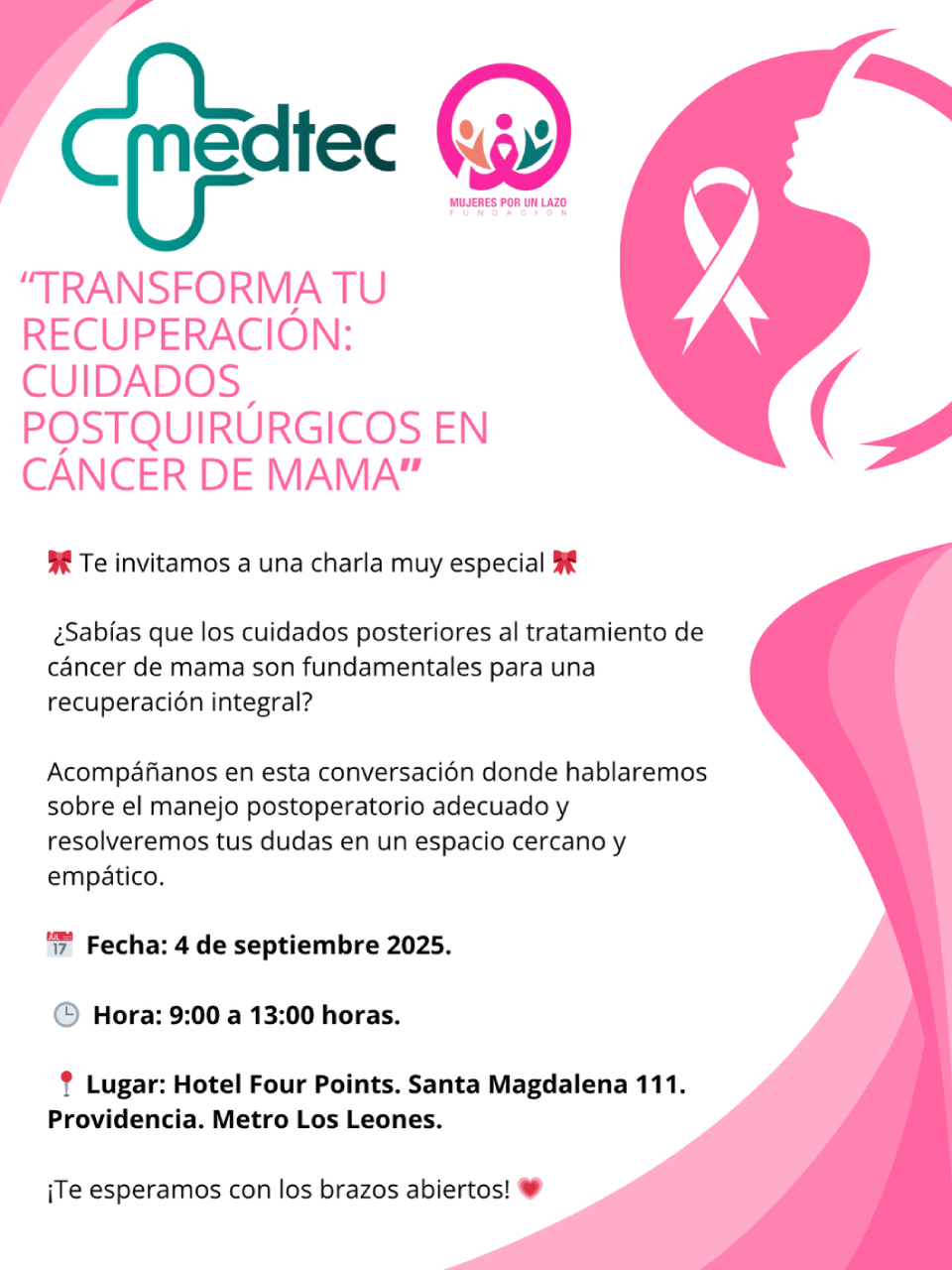 “Transforma tu recuperación: cuidados postquirúrgicos en cáncer de mama”: Charla